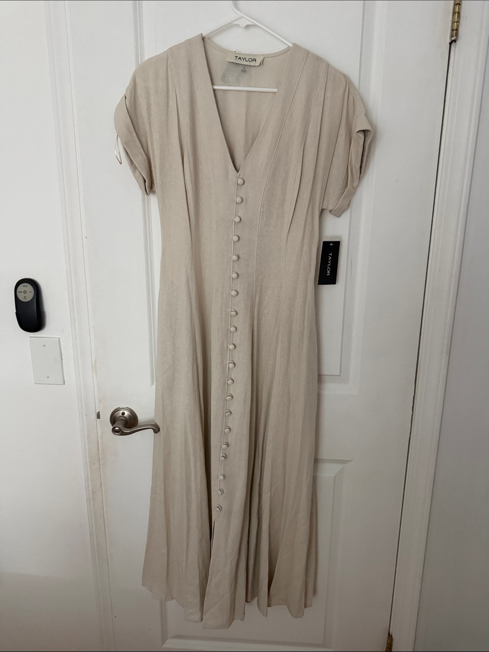Taylor Neutral Cream Button-Front Maxi Dress
